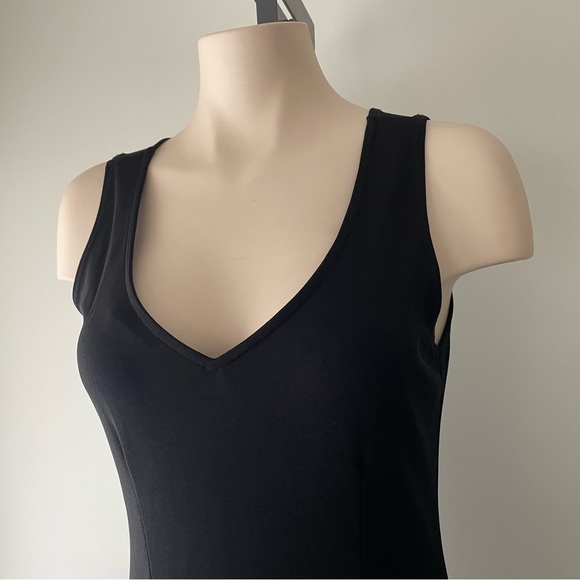 Joseph Ribkoff Slit Hem Midi Tank Dress Vneck Black Size 6 Small - Picture 3 of 7